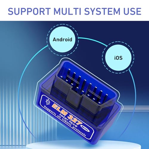 OBD2 Scanner, ELM327 V2.1 Bluetooth Diagnostic Tool, Universal Car Code Reader for Android iOS, Real-time Vehicle Data Monitor (Blue)