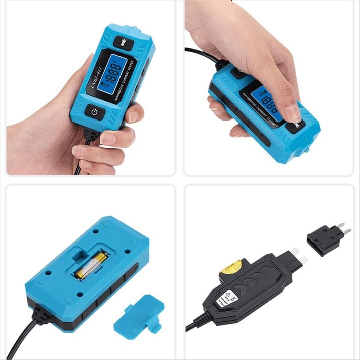 Automotive Circuit Fault Probe Tester, High-Precision Current and Circuit Tester, ABS/PC 1PC Design, 20A 48V Fuse Blade Checker with LCD Screen and Front Light