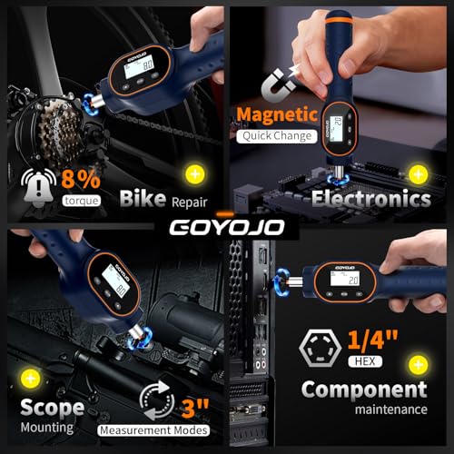 GOYOJO Digital Torque Screwdriver 1.77-17.7 in.lb / 0.2-2 Nm, 1/4 Adjustable Inch Pound Torque Wrench Screwdriver Set with Strong Magnetic Bits,999 Data, for Gunsmithing, Electronics and Mounting - size: 1.77-17.7 in-lb