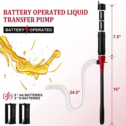 BOYISEN Battery Operated Liquid Transfer Pump, Electric Fuel Transfer Pump | for Gas Cans & Barrels, 2.2 GPM Fast Flow, Flexible Hose, for Gasoline Diesel Kerosene Oil & Water