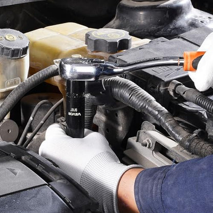 VEVOR Impact Socket Set, 3/8" Drive, 48-Piece Socket Set, 6-Point Sockets, SAE 5/16"-3/4" and Metric 8-19 mm, 21-22 mm, Easy to Identify, Cr-V Alloy Steel, Extension Bar, Adapter and Storage Cage - size: 3/8" 48 PCS