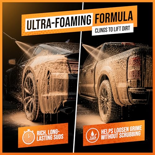 SwiftJet Orange Foam Car Wash Soap – pH Balanced Super Soapy Shampoo & Surface Cleaner – Thick Foaming Suds for Cars, Trucks, SUVs & Boats – Streak-Free Shine, Safe on Wax & Sealant (16 FL OZ) - size: 16 Fl Oz (Pack of 1)