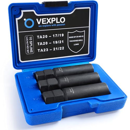 VEXPLO 10 Spline Lug Nut Key Set Thick Wall 3-PCS 10 Spline Lug Nut Socket | Easy Removal of Aftermarket Ten Point Locking Lug Nuts, Compatible with Bimecc White Knight 10 Splined Wheel Lock Key