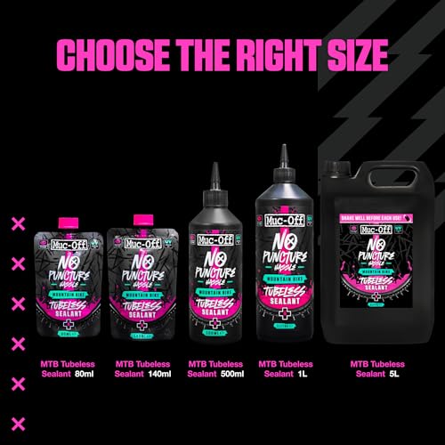 Muc-Off No Puncture Hassle Tubeless Sealant - Advanced Bicycle Tyre Sealant with UV Tracer Dye That Seals Tears and Holes Up to 6mm
