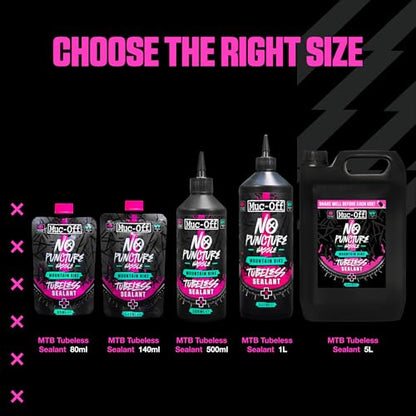 Muc-Off No Puncture Hassle Tubeless Sealant - Advanced Bicycle Tyre Sealant with UV Tracer Dye That Seals Tears and Holes Up to 6mm