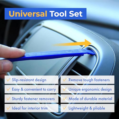 Tresalto Auto Trim Removal Tool Kit - 5 Piece Set for Dash, Door Panel, Clip Remover - Scratch-Resist Nylon Pry Tools for Interior Car Trims Work - Panel Prying Tools Included - Blue - size: 5 Pack