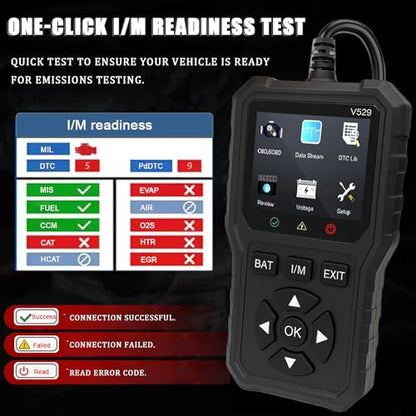 OBD2 Code Reader for Fiat 500/500C/500E/Abarth 500 2007-2022, Vehicle Fault Code Scanner with Live Data Display, Plug and Play OBD II Reader for Cars and Trucks
