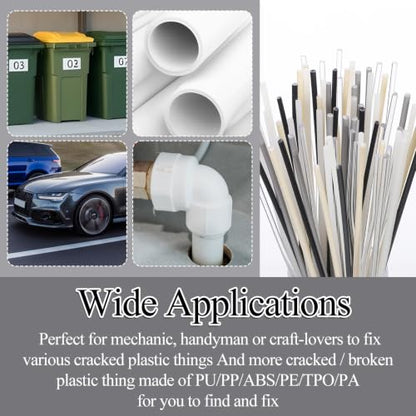 78 Pcs Plastic Welding Rods 1/8 Inch / 3mm Diameter Round Sticks PU PP ABS PE TPO PA PC 7 Types of Plastic Welding Rods Kit for Car Bumpers Daily Repair (7.87 Inch Long)