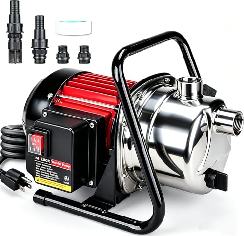 Water Transfer Garden Pump, 1.6 HP 1000GPH Portable Electric Shallow Well Jet Pump, Stainless Steel Sprinkler Pressure Booster Pump for Pool Draining, Lawn Fountain, Irrigation, Water Removal - style: 1.6HP
