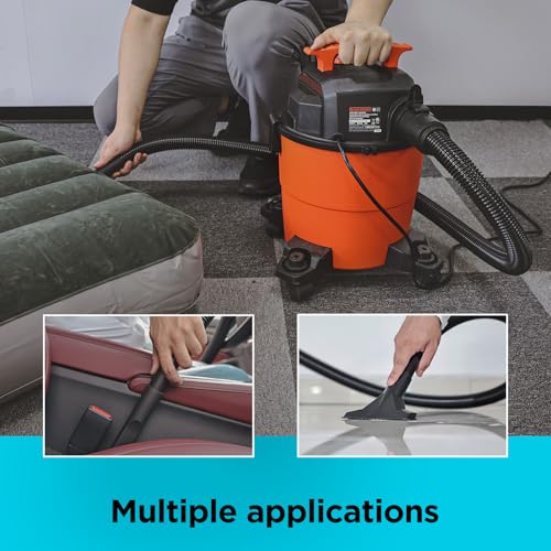 BLACK+DECKER Shop Vacuum Wet and Dry, 4 Gallon 3-in-1 Portable Shop Vac with Accessories, Workshop, Garage, Home and Car Vacuum Cleaner, 3 HP(BDXV18301P-4A) - size: 4 Gallon