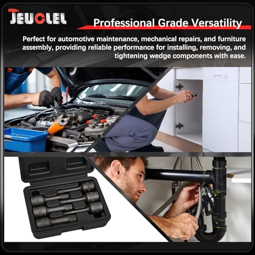 6PCS 3/8” Drive Impact Wedge Proof Extractor Set, Bolt Extractor Kit | 2mm, 3mm, 4mm, 6mm, 8mm, 10mm Socket, Easy Out Bolt Remover Kit, Damaged, Spiral, Rusted, Strip, Stripped, Wedge Components - color: Long 6pcs Wedge Proof Extractor