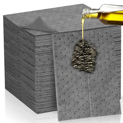 3MM Oil Absorbent Pads - 13" x 10" Universal Absorbing Pad, Dimpled Oil Spill Mat & Water Absorbent Pads for Oil, Water, and Solvents Spill Protection, Home, Garage, Basement (70PCS)