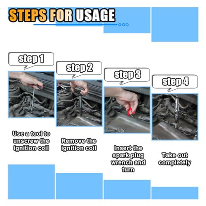 Spark Plug Socket Wrench T-Handle16mm (5/8") & 21mm (13/16") Remover Installer, Universal Spark Plug Wrench Removal Tool for Motorcycles, Lawn Mowers, Small Motor Vehicles