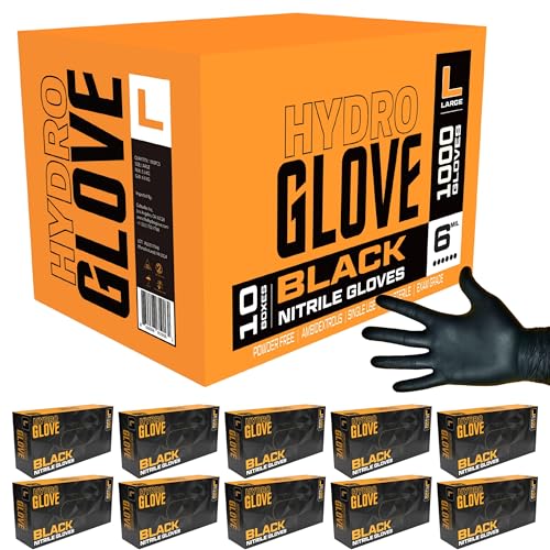 Black Nitrile Gloves 6 Mil | Heavy Duty, Latex-Free, Powder-Free | Food, Mechanic, Exam Disposable Gloves 1000 - size: X-Large