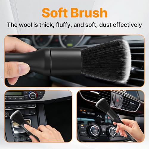 8 Pcs Car Detailing Brush Set, Soft Bristle Cleaning Brushes for Interior and Exterior Care, 4 Versatile Brushes Designed for Dashboards, Vents, Wheels, Tires, and Precision Detailing