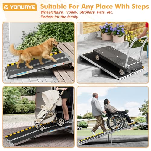 6ft Wheelchair Ramps for Home Steps, Non-Slip Aluminum Threshold Ramp, Foldable Handica Ramp for Wheelchairs in Home, Entry, Shed, Doorway, Curb, Stairs - size: 6FT Using Height 6"-18"