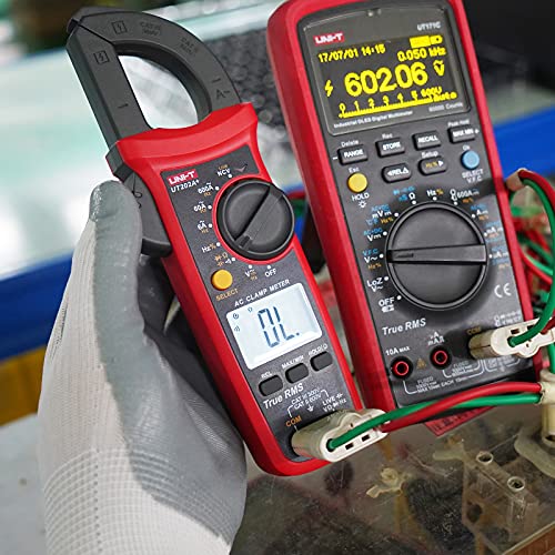 UNI-T Digital Clamp Meter UT202A+, AC Current TRMS HVAC Volt Amp Ohm Meter Clamp On Multimeter Auto Ranging 6000 Counts AC DC Voltage Frequency Resistance Capacitance Continuity Diode Live Wire Tester - size: UT202A+