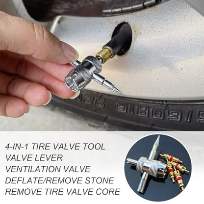 15PCS Car Tire Valve Stem Tool Remover Installation Set, Vehicle Valve Puller Installer with TR412 Stem Cores, Single Head 4-Way Automotive Tire Valve Core Tool Kit, Universal Fit - size: 15PCS