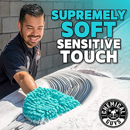 Chemical Guys, X-Large Chenille Noodle Wash Mitt, Teal, Ultra Plush, 2 Pack | Ultra-plush oversized noodle mitt holds maximum foam and traps grit for safe, scratch-free washing, two pack