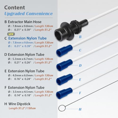 FIRSTINFO A1102EH4 5-Piece Oil Extractor Nylon Hose - size: 5 Piece Set