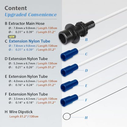 FIRSTINFO A1102EH4 5-Piece Oil Extractor Nylon Hose - size: 5 Piece Set