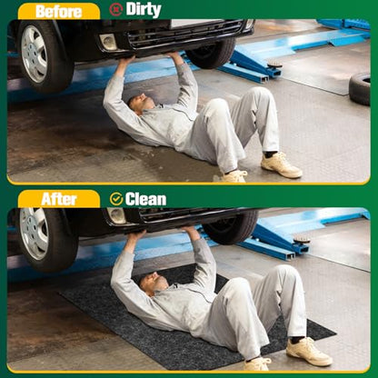 ToLanbbt 2 Pack Garage Floor Mat 60" x 36" - Oil Spill Mat for Under Car Driveway Oil Drip Pad with 8P Tapes, Waterproof Backing, Leak Absorbent, Reusable, Washable, Protect Garage Floor (Dark Gray) - size: 5'x3'-2P
