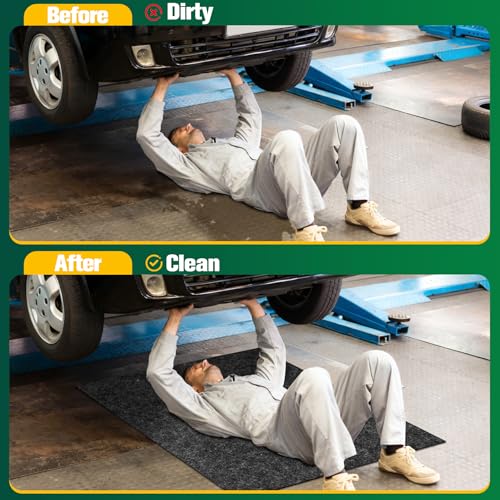 ToLanbbt 2 Pack Garage Floor Mat 60" x 36" - Oil Spill Mat for Under Car Driveway Oil Drip Pad with 8P Tapes, Waterproof Backing, Leak Absorbent, Reusable, Washable, Protect Garage Floor (Dark Gray) - size: 5'x3'-2P