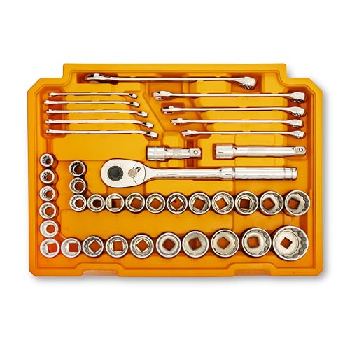 GEARWRENCH Mechanics Tool Set in 3 Drawer Storage Box, 257 Pc, 1/4 in 3/8 in and 1/2 in Drive, Metric/SAE | GW72XLCBMTS