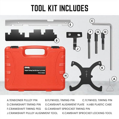 DNA Motoring 9pcs Engine Timing Tool, Engine Camshaft Belt Timing Locking Tools Set Compatible with Ford Focus Fiesta 1.6 VCT Engine, red, TOOLS-00580 - style: 9pcs Engine Timing Tool