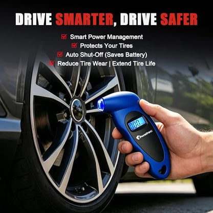 Digital Tire Pressure Gauge,Accurate Cars Air Gauge 150 PSI,Blue | 0-150PSI Calibrated,Accurate in 0.1 Increments,4 Measurement Units,Backlight LCD&Nozzle Light,for Everyday Vehicles - color: Blue(1PK), size: 1 Pack
