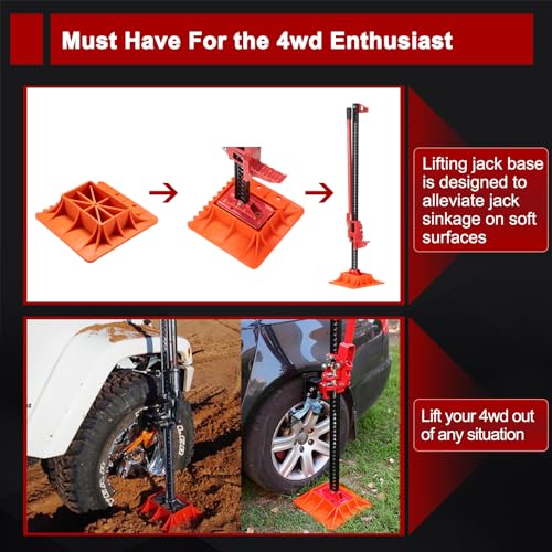 BUNKER INDUST Farm Jack 48" with Jack Base Mate,High Lift Tire Jack Stand Plate Offroad Sand Mud Snow Recovery Kit for Car Truck Jeep ATV SUV UTV - color: 48" Farm Jack with Base