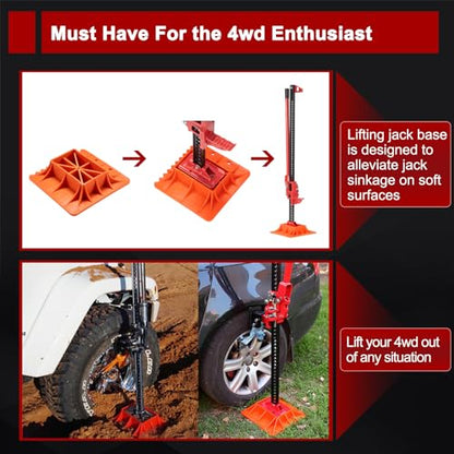 BUNKER INDUST Farm Jack 48" with Jack Base Mate,High Lift Tire Jack Stand Plate Offroad Sand Mud Snow Recovery Kit for Car Truck Jeep ATV SUV UTV - color: 48" Farm Jack with Base