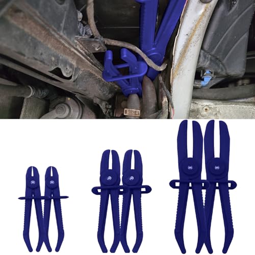 Hose Clamp Pliers, Plastic Hose Pinching Off Pliers for Automotive Radiator, Brake, Gas, Coolant Hoses and Fuel Lines, 6 Pack 3 Size Line Pinch Clamps Set (Blue) - color: Blue