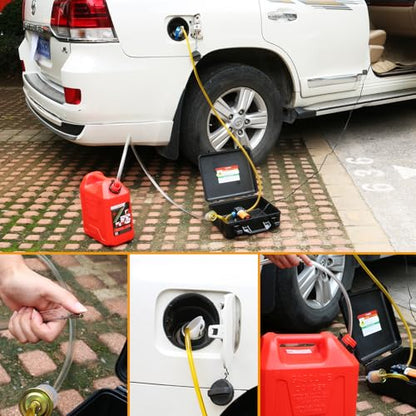 12V Fuel Transfer Pump Set, Moves Up to 85 Gallons Of Gas or Diesel Per Hour with Upgraded Carrying Case & Pulley Lead Pipe, for Vehicles, Boats, Equipment, Gasoline, Diesel (70W Boost Kit) - color: 85Gal/hr