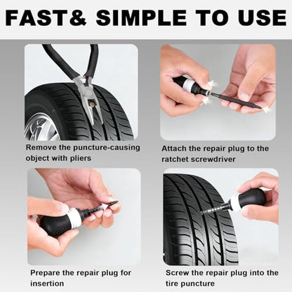 20PCS Screw in Tire Repair Rubber Nails, Tubeless Tire Plug Kit Emergency Quick Puncture Fix, Self Service Vacuum Tire Repair Plugs for Car Motorcycle Truck SUV Tractor - size: ALL IN ONE(20PCS)
