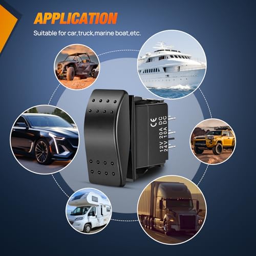 Nilight 2 Pack Momentary Rocker Switches 6 Pin Waterproof (ON)-Off-(ON) DPDT Toggle Switch 20A/12V 10A/24V with Jumper Wires Set for Cars Trucks Boats ATVs UTVs RVs - color: 2PCS 6 Pin Momentary Switches