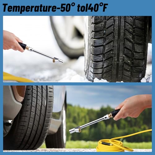 Truck Tire Inflator Kit, 3/8” x 50FT Hybrid Air Hose with 1/4" Chuck and 1/2" NPT Universal Gladhand Connection - color: Yellow