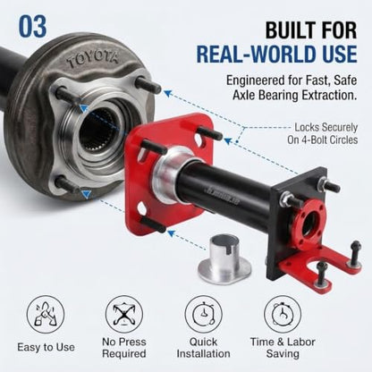 Toyota Axle Bearing Tool & Rear Axle Bearing Puller, Heavy Duty Tundra Rear Wheel Bearing Tool, Axle Bearing Removal Tool with ABS Tone Ring Installer Fits 1995-2020 4Runner Tacoma Hilux T100