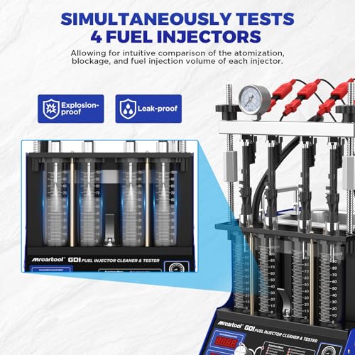 MR CARTOOL V209 GDI Fuel Injector Cleaner Machine, 110V 4-Cylinders Heated Ultrasonic Injector Cleaner Kit with 10 Functions, Gasoline Fuel Injector Tester for Car Motorcycle EFI/FSI Injectors - size: GDI V209