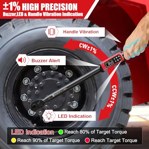 SUERCUP 3/8" 1/2" Digital Torque Wrench, 0.66-44.29Ft.Lb & 3.8-250.8Ft.Lb | ±1% Accuracy, 0.9-60N.m & 5.1-340Nm Electric Torque Wrench Set, for Auto Repair, Lug Nuts, Engine, Suspension, Moto & Bicycle - size: 3/8"&1/2" 0.9-60N.m&5.1-340N.m