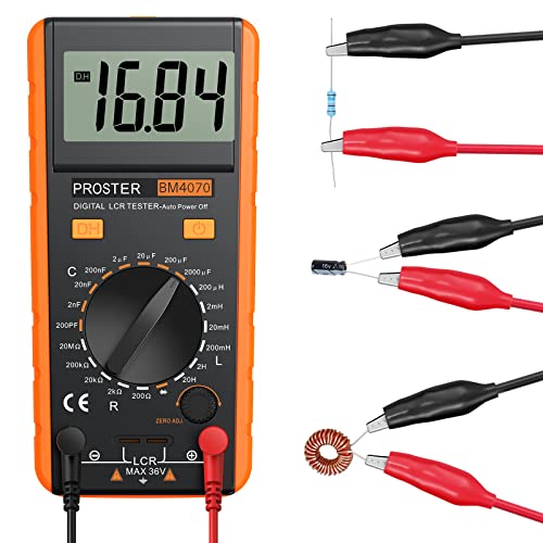 Proster LCR Meter - Capacitance Resistance Inductance Digital LCR Multimeter with LCD Over-Range Display - color: Yellow