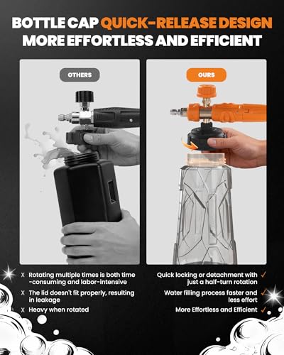 maXpeedingrods Foam Cannon for Pressure Washer, Quick Release Foam Cannon | Wide Mouth Car Wash Foam Gun with 360° Adjustable Soap Cannon, Thick Snow Foam, 1/4'' Quick Connector (Transparent)