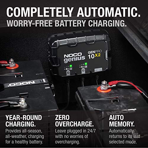 NOCO Genius GENPRO10X2: 2-Bank, 20A Onboard Battery Charger-10A Per Bank, 12V Waterproof Marine Charger,Temperature Compensation for Lead-Acid & Lithium Batteries(Pack of 2) - size: 20A (10A per Bank) (Pack of 2)