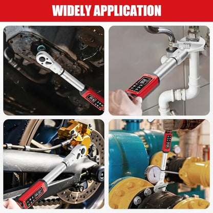 SUERCUP 1/2" Adjustable Digital Torque Wrench (1.5-99.6Ft.Lb/2-135N.m) | Interchangeable 14x18mm Head with 42mm Jaw & 1/2" Ratchet, Vibration, Buzzer & LED Flash, for HVAC, Flare Nut & Auto Repair - size: 1.5-99.6Ft.Lb/2-135N.m(14x18 mm)
