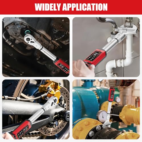 SUERCUP 1/2" Adjustable Digital Torque Wrench (1.5-99.6Ft.Lb/2-135N.m) | Interchangeable 14x18mm Head with 42mm Jaw & 1/2" Ratchet, Vibration, Buzzer & LED Flash, for HVAC, Flare Nut & Auto Repair - size: 1.5-99.6Ft.Lb/2-135N.m(14x18 mm)