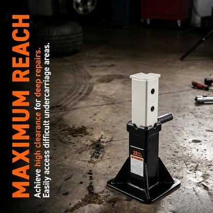 22-Ton Heavy-Duty Jack Stands, Adjustable Steel Support with Locking Pin, Professional Automotive Stand for Trucks, SUVs, and Vehicles, 44,000 lbs Capacity, 1 Pair (Black + Steel) - color: Black + Steel