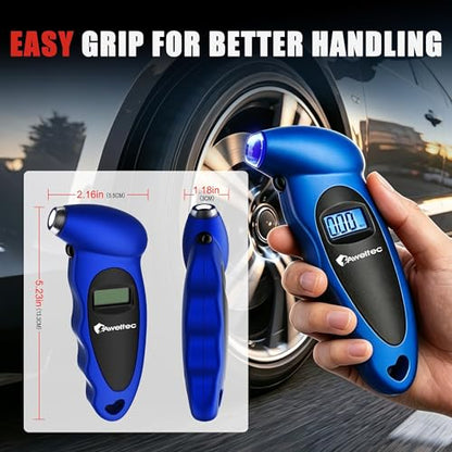 Digital Tire Pressure Gauge,Accurate Cars Air Gauge 150 PSI,Blue | 0-150PSI Calibrated,Accurate in 0.1 Increments,4 Measurement Units,Backlight LCD&Nozzle Light,for Everyday Vehicles - color: Blue(1PK), size: 1 Pack