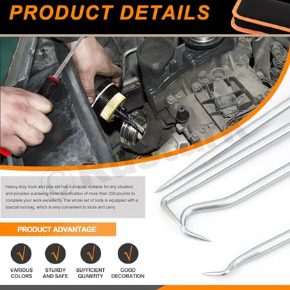 47Pcs Upgraded Poly Rivet Gun Automotive Kit with 40Pcs Nylon Blind Rivets, 4Pcs Precision Hook Tools, 1Pcs Fastener Removal Tool and Storage Bag, Plastic Hand Riveter for Automotive