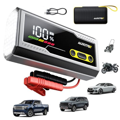 AUXITO Jump Starter 8000A Portable Car Battery Jump Starter with Large LCD Display Jump Cable with Smart Clamps Power Bank Emergency Flashlight for Cars Heavy Duty Jumper Box for Car Battery - size: T4-8000A