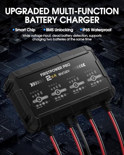8A 4-Bank Car Battery Charger (2A/Bank) - 6V & 12V Automatic Trickle Charger, Motorcycle Battery Maintainer & Desulfator with Overcharge & Temperature Compensation – for Lead Acid, AGM, Gel, LiFePO4